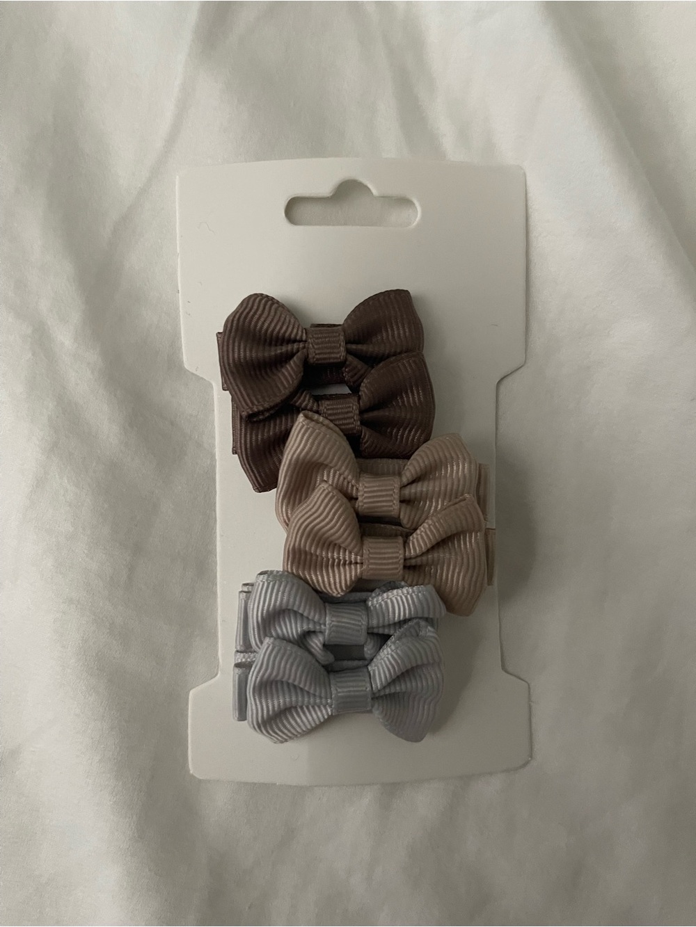 Set of 6 Kids Bow Hair Clips - Brown, Beige, Gray